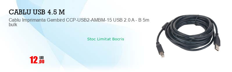 Cablu Imprimanta Gembird CCP-USB2-AMBM-15 USB 2.0 A - B 5m bulk