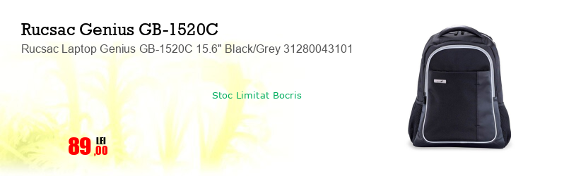 Rucsac Laptop Genius GB-1520C 15.6" Black/Grey 31280043101