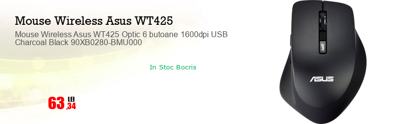Mouse Wireless Asus WT425 Optic 6 butoane 1600dpi USB Charcoal Black 90XB0280-BMU000