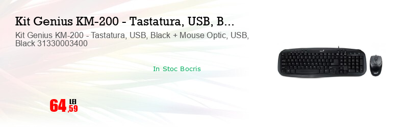 Kit Genius KM-200 - Tastatura, USB, Black + Mouse Optic, USB, Black 31330003400