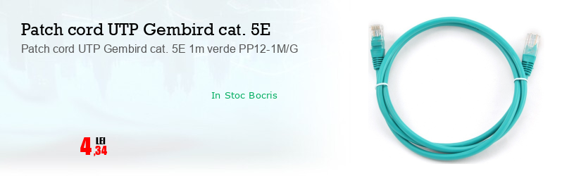 Patch cord UTP Gembird cat. 5E 1m verde PP12-1M/G
