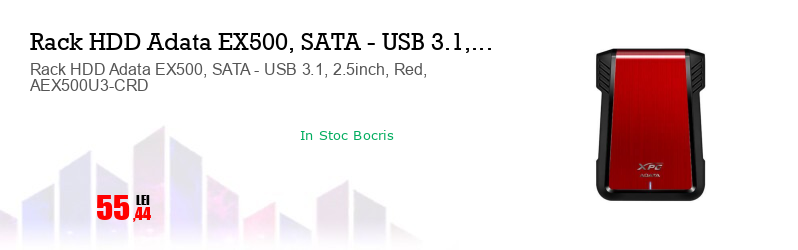 Rack HDD Adata EX500, SATA - USB 3.1, 2.5inch, Red, AEX500U3-CRD
