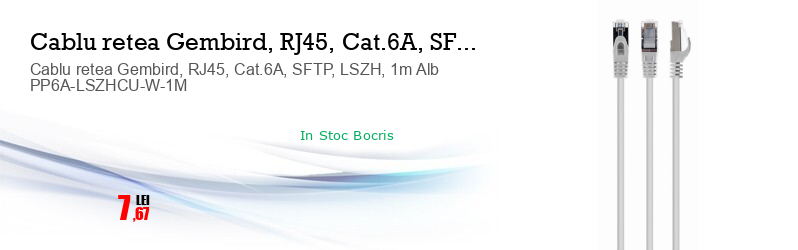 Cablu retea Gembird, RJ45, Cat.6A, SFTP, LSZH, 1m Alb PP6A-LSZHCU-W-1M