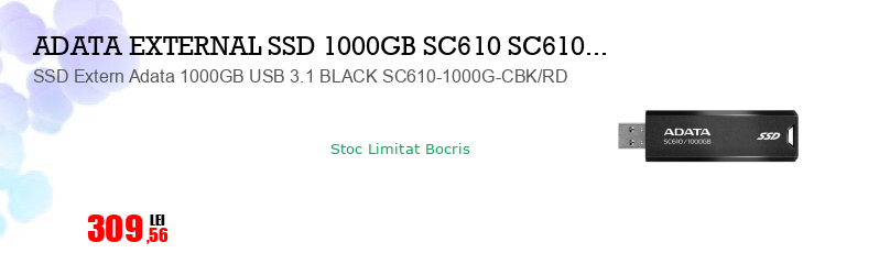 SSD Extern Adata 1000GB USB 3.1 BLACK SC610-1000G-CBK/RD