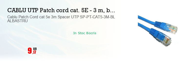 Cablu Patch Cord cat 5e 3m Spacer UTP SP-PT-CAT5-3M-BL ALBASTRU