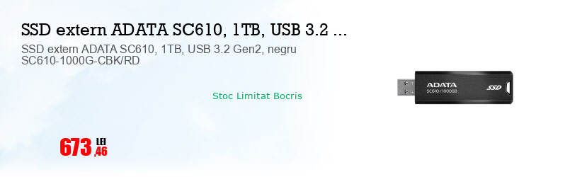 SSD extern ADATA SC610, 1TB, USB 3.2 Gen2, negru SC610-1000G-CBK/RD