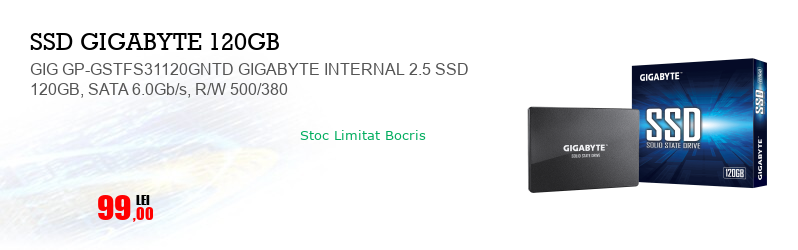 GIG GP-GSTFS31120GNTD GIGABYTE INTERNAL 2.5 SSD 120GB, SATA 6.0Gb/s, R/W 500/380