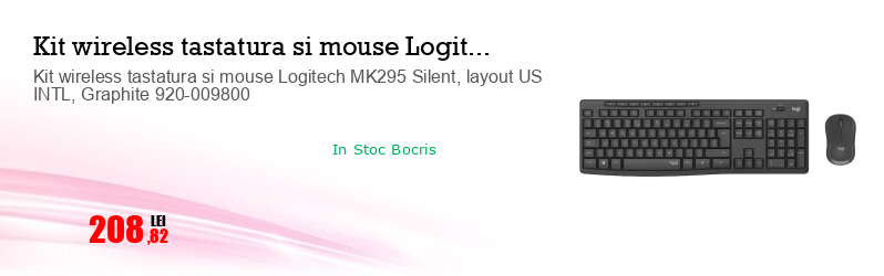Kit wireless tastatura si mouse Logitech MK295 Silent, layout US INTL, Graphite 920-009800