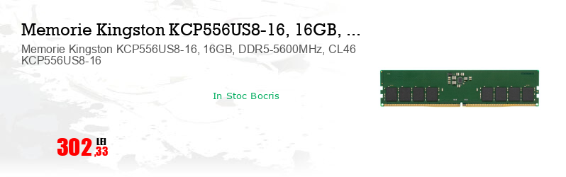 Memorie Kingston KCP556US8-16, 16GB, DDR5-5600MHz, CL46 KCP556US8-16