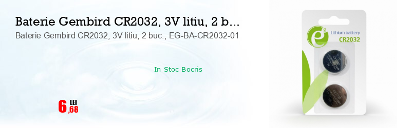Baterie Gembird CR2032, 3V litiu, 2 buc., EG-BA-CR2032-01