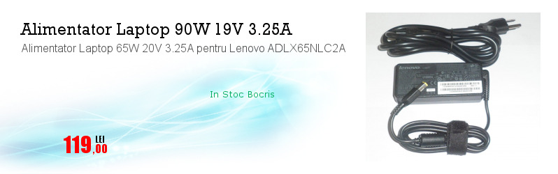 Alimentator Laptop 65W 20V 3.25A pentru Lenovo ADLX65NLC2A