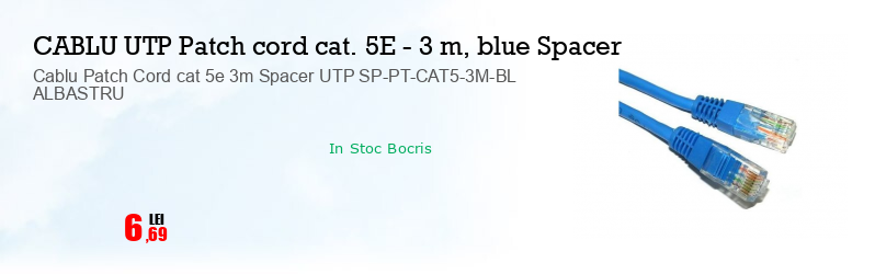 Cablu Patch Cord cat 5e 3m Spacer UTP SP-PT-CAT5-3M-BL ALBASTRU