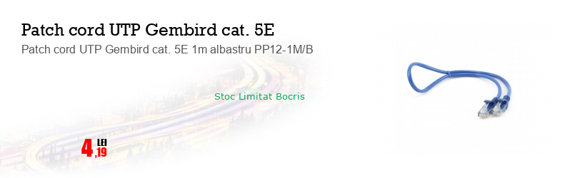 Patch cord UTP Gembird cat. 5E 1m albastru PP12-1M/B