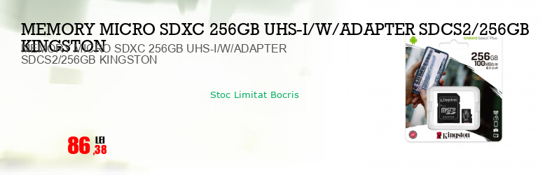 MEMORY MICRO SDXC 256GB UHS-I/W/ADAPTER SDCS2/256GB KINGSTON