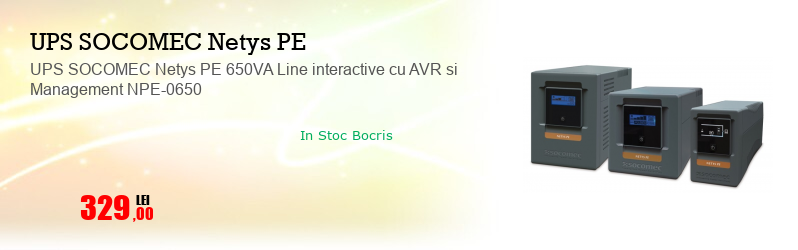 UPS SOCOMEC Netys PE 650VA Line interactive cu AVR si Management NPE-0650