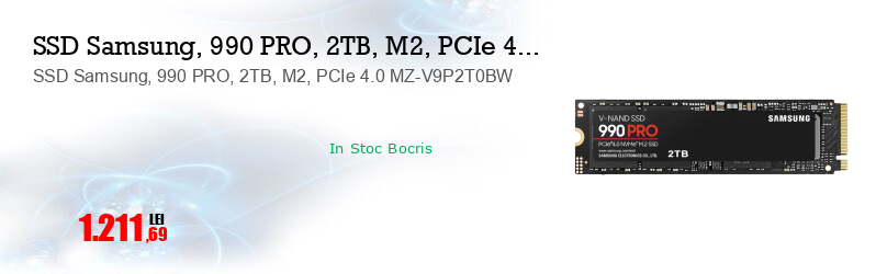 SSD Samsung, 990 PRO, 2TB, M2, PCIe 4.0 MZ-V9P2T0BW