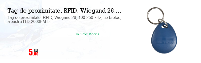 Tag de proximitate, RFID, Wiegand 26, 100-250 kHz, tip breloc, albastru ITD-2000EM-bl