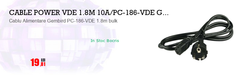 Cablu Alimentare Gembird PC-186-VDE 1.8m bulk