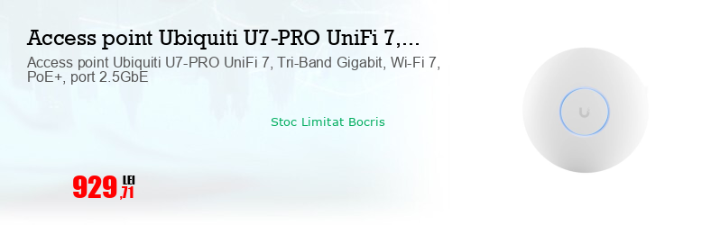 Access point Ubiquiti U7-PRO UniFi 7, Tri-Band Gigabit, Wi-Fi 7, PoE+, port 2.5GbE