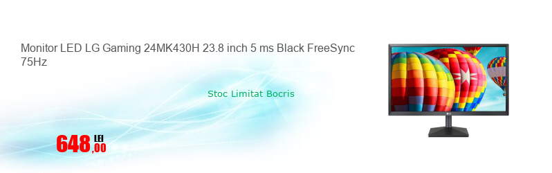 Monitor LED LG Gaming 24MK430H 23.8 inch 5 ms Black FreeSync 75Hz