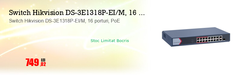 Switch Hikvision DS-3E1318P-EI/M, 16 porturi, PoE