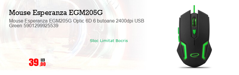 Mouse Esperanza EGM205G Optic 6D 6 butoane 2400dpi USB Green 5901299925539