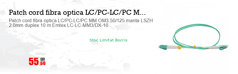 Patch cord fibra optica LC/PC-LC/PC MM OM3 50/125 manta LSZH 2.0mm duplex 10 m Emtex LC-LC-MM3/DX-10