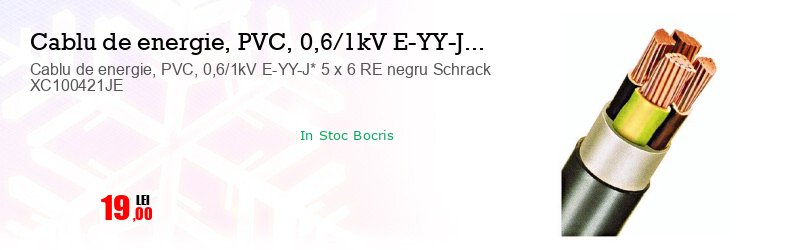 Cablu de energie, PVC, 0,6/1kV E-YY-J* 5 x 6 RE negru Schrack XC100421JE
