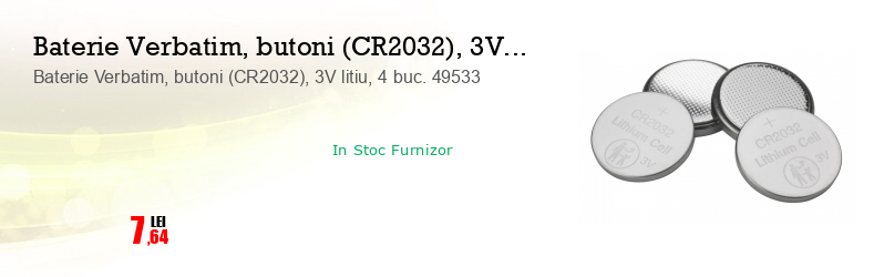 Baterie Verbatim, butoni (CR2032), 3V litiu, 4 buc. 49533