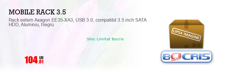 Rack extern Axagon EE35-XA3, USB 3.0, compatibil 3.5 inch SATA HDD, Aluminiu, Negru