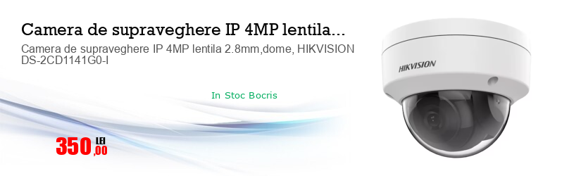 Camera de supraveghere IP 4MP lentila 2.8mm,dome, HIKVISION DS-2CD1141G0-I  