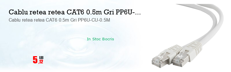 Cablu retea retea CAT6 0.5m Gri PP6U-CU-0.5M