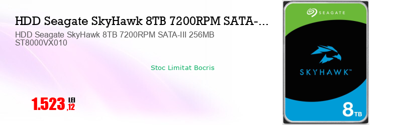 HDD Seagate SkyHawk 8TB 7200RPM SATA-III 256MB ST8000VX010  