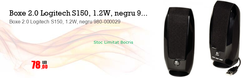 Boxe 2.0 Logitech S150, 1.2W, negru 980-000029