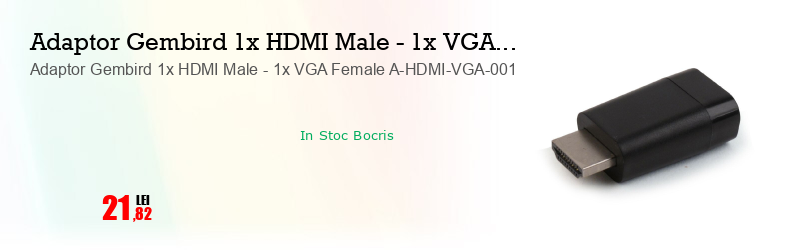 Adaptor Gembird 1x HDMI Male - 1x VGA Female A-HDMI-VGA-001