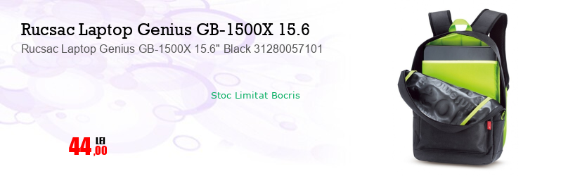 Rucsac Laptop Genius GB-1500X 15.6" Black 31280057101