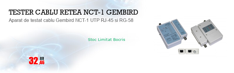Aparat de testat cablu Gembird NCT-1 UTP RJ-45 si RG-58