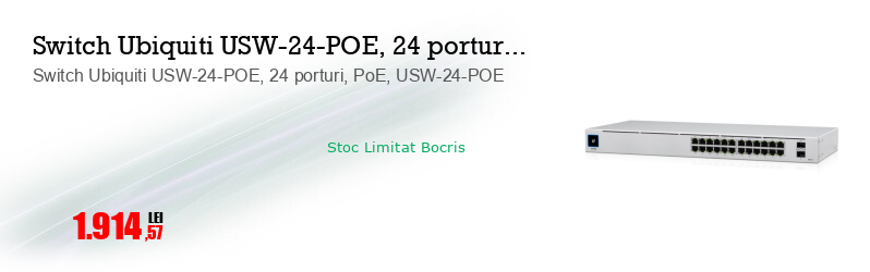 Switch Ubiquiti USW-24-POE, 24 porturi, PoE, USW-24-POE