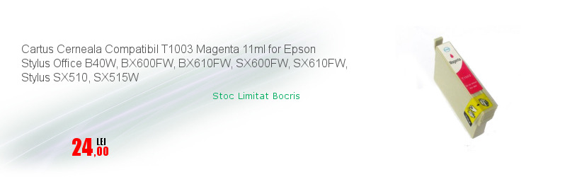 Cartus Cerneala Compatibil T1003 Magenta 11ml for Epson Stylus Office B40W, BX600FW, BX610FW, SX600FW, SX610FW, Stylus SX510, SX515W
