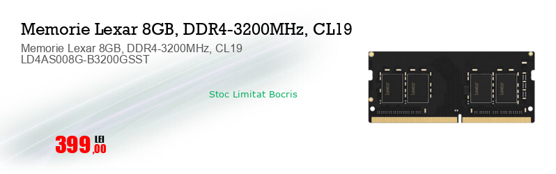 Memorie Lexar 8GB, DDR4-3200MHz, CL19 LD4AS008G-B3200GSST