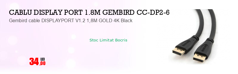 Gembird cable DISPLAYPORT V1.2 1,8M GOLD 4K Black