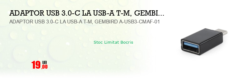 ADAPTOR USB 3.0-C LA USB-A T-M, GEMBIRD A-USB3-CMAF-01