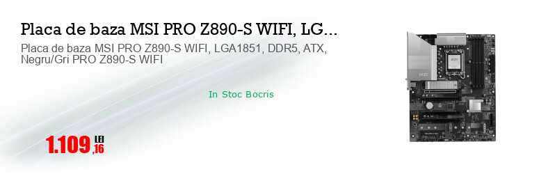 Placa de baza MSI PRO Z890-S WIFI, LGA1851, DDR5, ATX, Negru/Gri PRO Z890-S WIFI