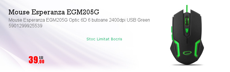 Mouse Esperanza EGM205G Optic 6D 6 butoane 2400dpi USB Green 5901299925539