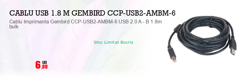 Cablu Imprimanta Gembird CCP-USB2-AMBM-6 USB 2.0 A - B 1.8m bulk
