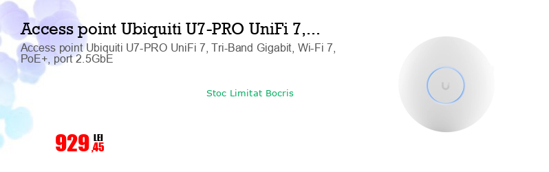 Access point Ubiquiti U7-PRO UniFi 7, Tri-Band Gigabit, Wi-Fi 7, PoE+, port 2.5GbE