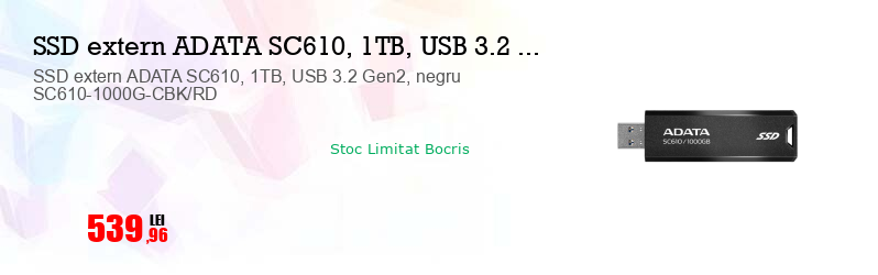 SSD extern ADATA SC610, 1TB, USB 3.2 Gen2, negru SC610-1000G-CBK/RD