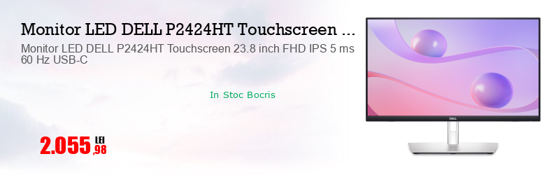 Monitor LED DELL P2424HT Touchscreen 23.8 inch FHD IPS 5 ms 60 Hz USB-C