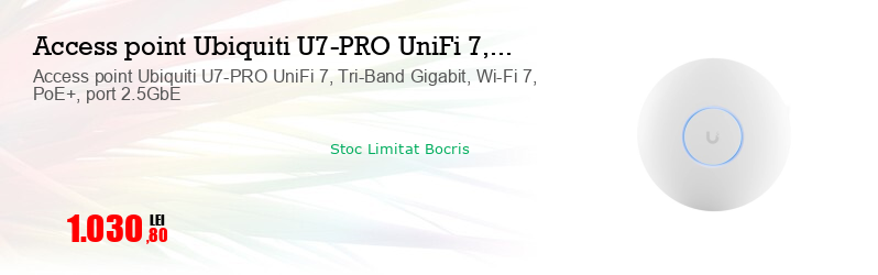 Access point Ubiquiti U7-PRO UniFi 7, Tri-Band Gigabit, Wi-Fi 7, PoE+, port 2.5GbE