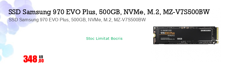 SSD Samsung 970 EVO Plus, 500GB, NVMe, M.2, MZ-V7S500BW